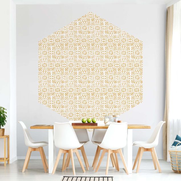 Self-adhesive hexagonal pattern wallpaper - Vintage Pattern Portuguese Tiles