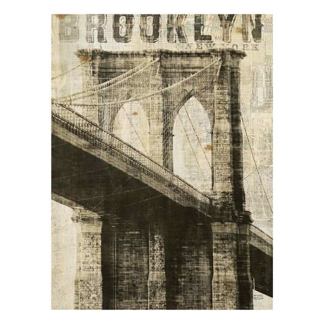 Glass print - Vintage NY Brooklyn Bridge