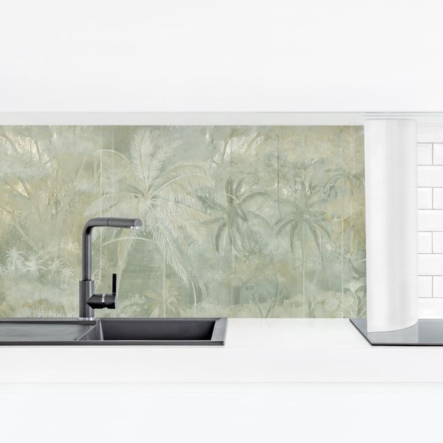 Kitchen wall cladding - Vintage Palm Trees with Texture