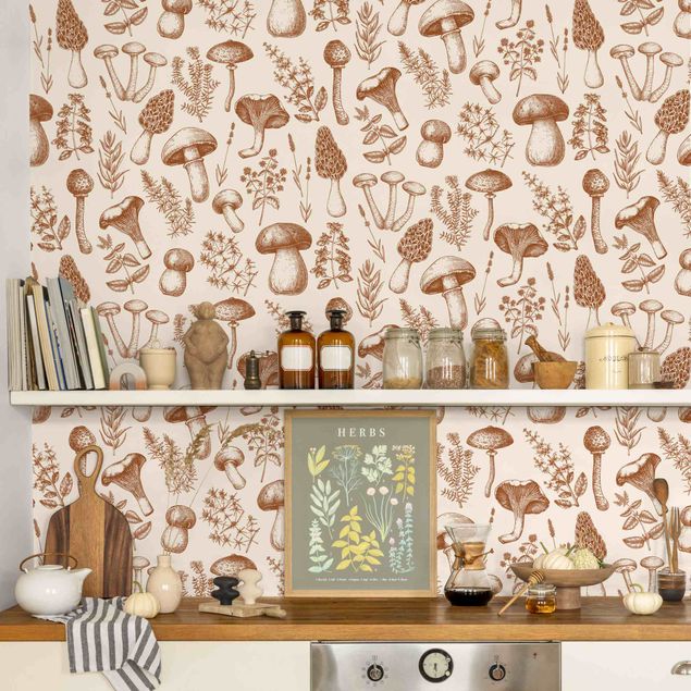 Wallpapers Vintage Mushrooms and Herbs