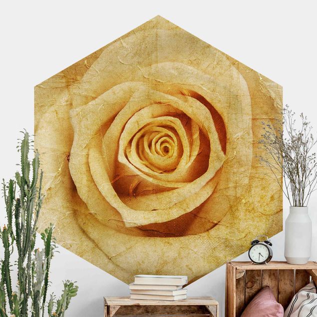 Hexagonal wallpapers Vintage Rose