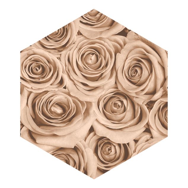 Self-adhesive hexagonal pattern wallpaper - Vintage Roses