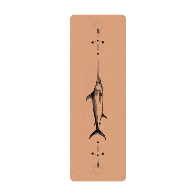 Yoga mat - Vintage Swordfish Black