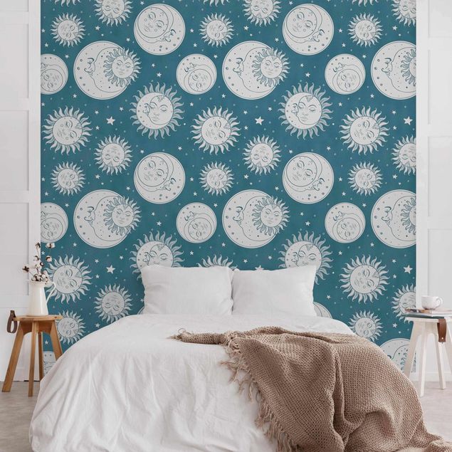 Wallpaper - Vintage Sun, Moon And Stars