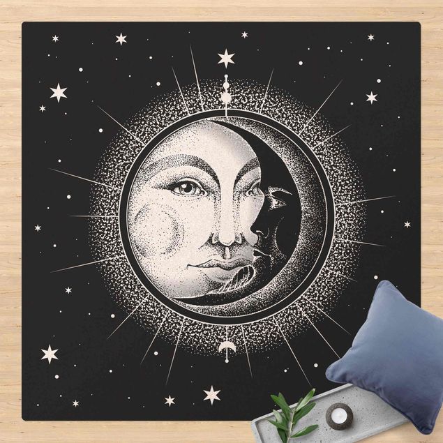 modern area rugs Vintage Sun And Moon Illustration