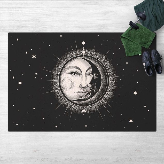 contemporary rugs Vintage Sun And Moon Illustration