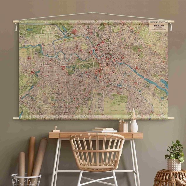 extra large tapestry wall hangings Vintage Map Of Berlin