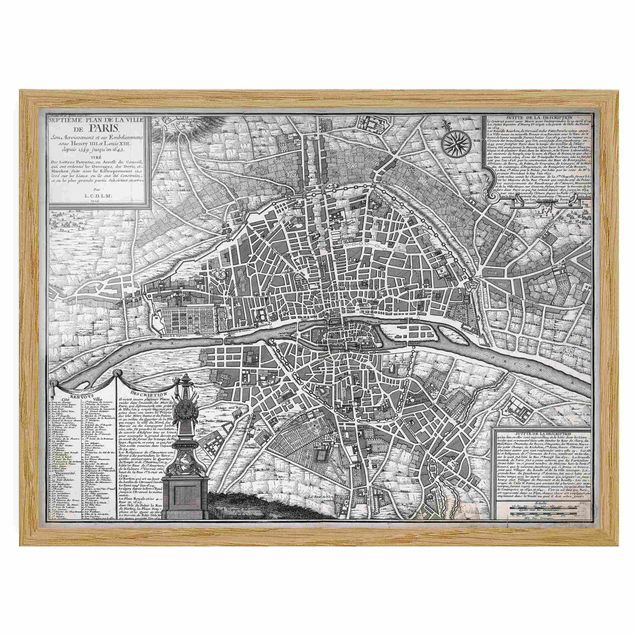 Framed poster - Vintage Map City Of Paris Around 1600