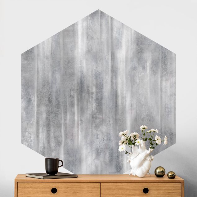 Hexagonal wall mural Vintage Textures with Ornaments