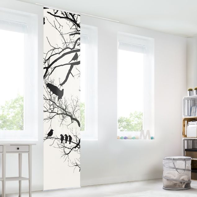 Sliding panel curtains set - Vintage Tree in the Sky