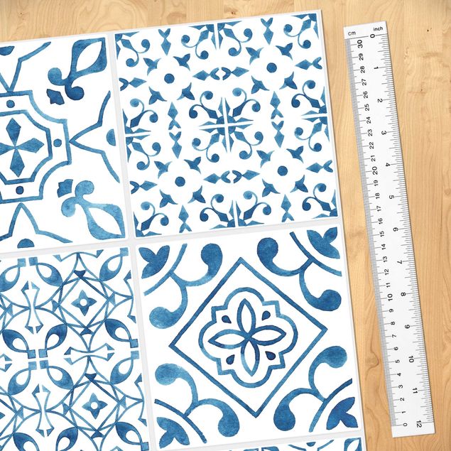 Wallpaper - Tile Pattern Blue White