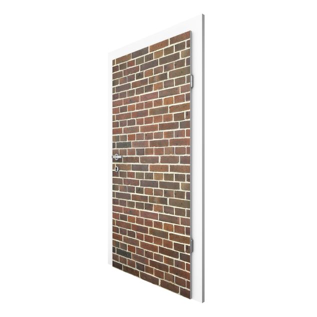 Door wallpaper - Brick Wallpaper London Maroon