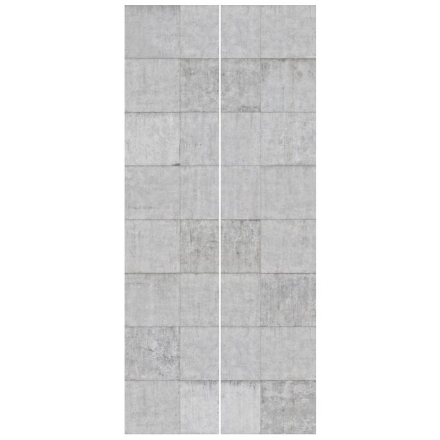 Door wallpaper - Concrete Brick Look Grey