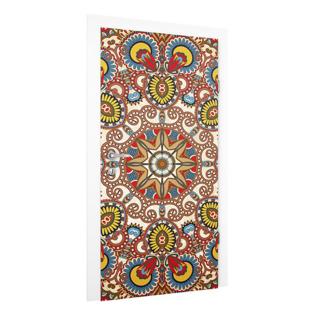 Door wallpaper - Coloured Mandala