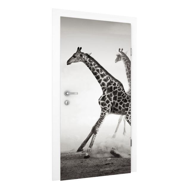 Door wallpaper - Giraffe Hunt