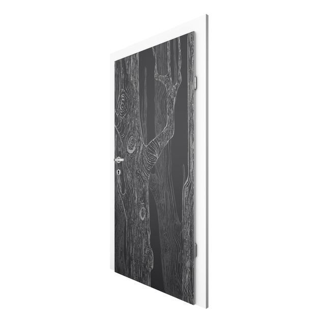 Door wallpaper - No.MW20 Living Forest Anthracite Grey