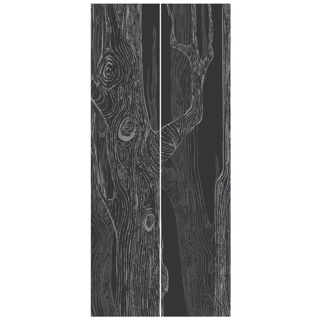 Door wallpaper - No.MW20 Living Forest Anthracite Grey