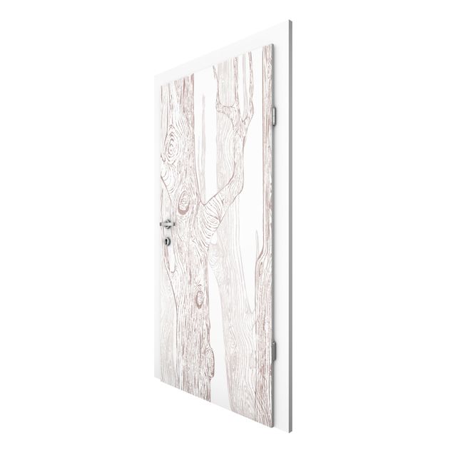 Door wallpaper - No.MW2 Living Forest White-Brown