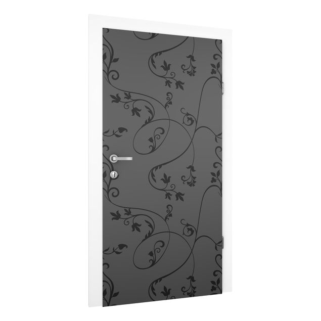 Door wallpaper - Ivy Dark Gray-Black