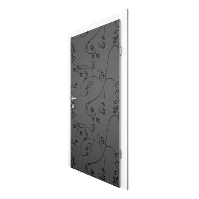 Door wallpaper - Ivy Dark Gray-Black
