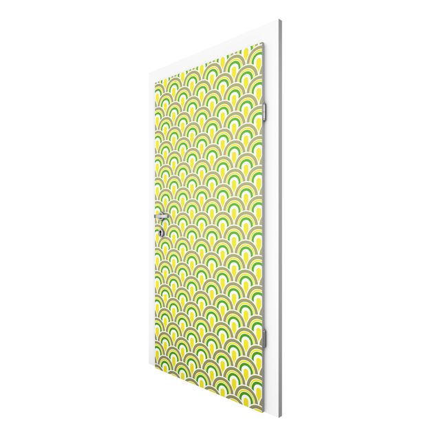 Door wallpaper - No.TA99 Retro Pattern Green-Yellow