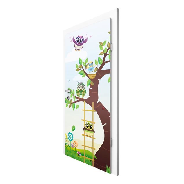 Door wallpaper - No.YK23 Funny Owl Tree