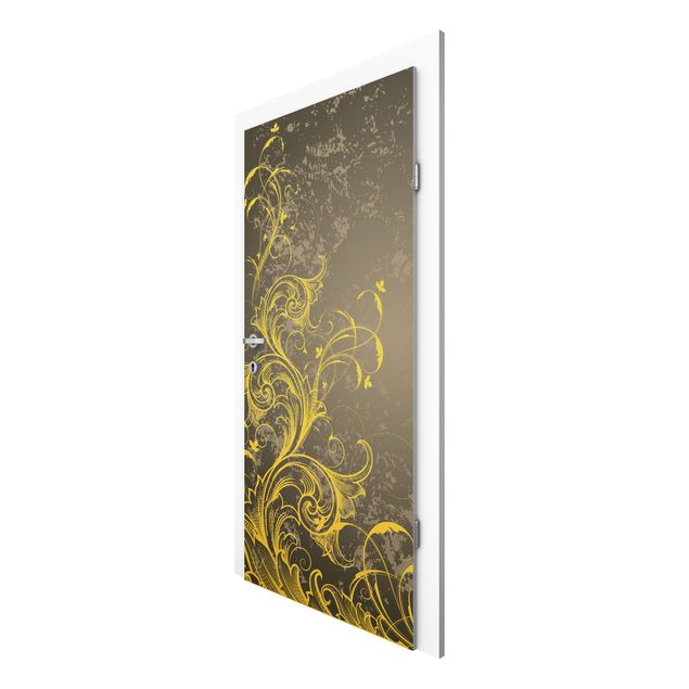 Door wallpaper - Flourishes In Gold And Silver