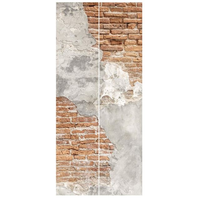 Door wallpaper - Shabby Brick Wall