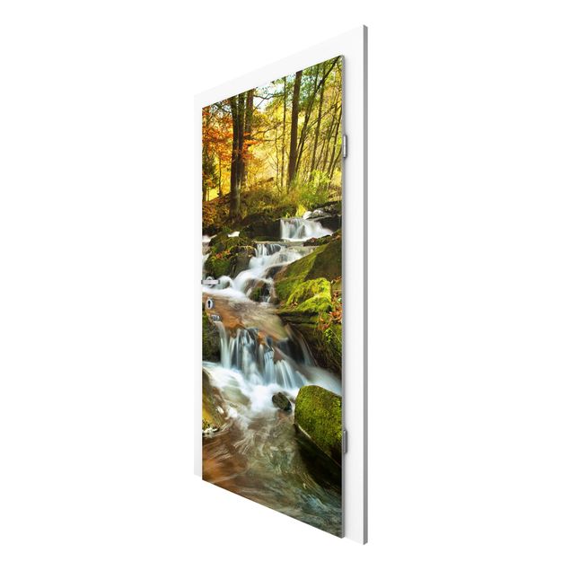 Door wallpaper - Waterfall Autumnal Forest