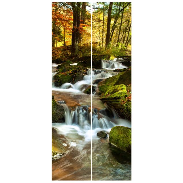 Door wallpaper - Waterfall Autumnal Forest