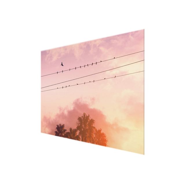 Glass print - Birds On Powerlines - Landscape format 4:3