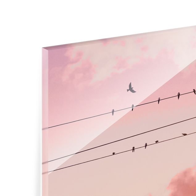 Glass print - Birds On Powerlines - Square 1:1