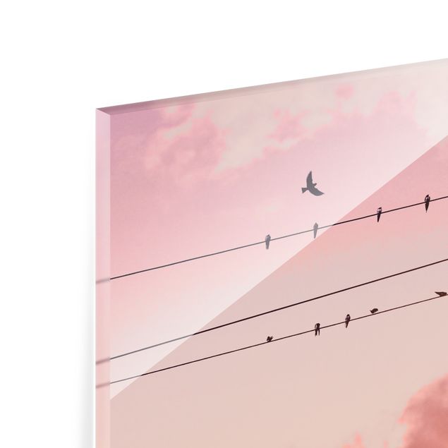 Glass print - Birds On Powerlines - Landscape format 3:2