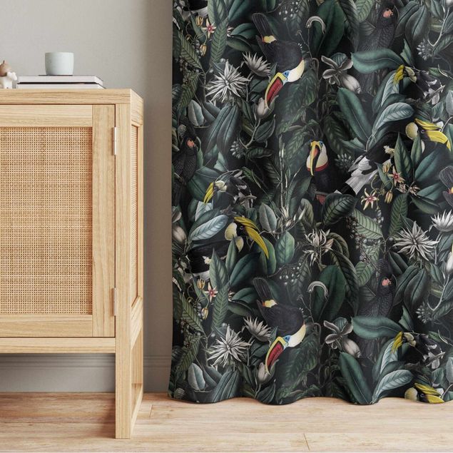 made to measure curtains Birds In Dark Botany