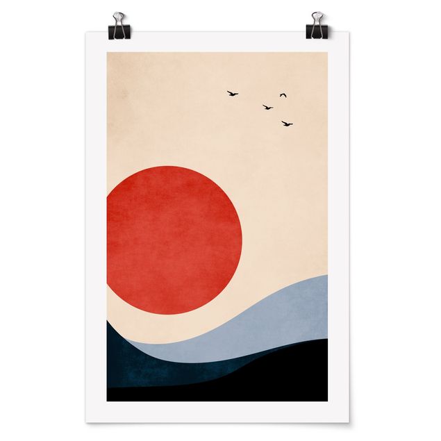Poster art print - Birds In Red Sunset - 2:3