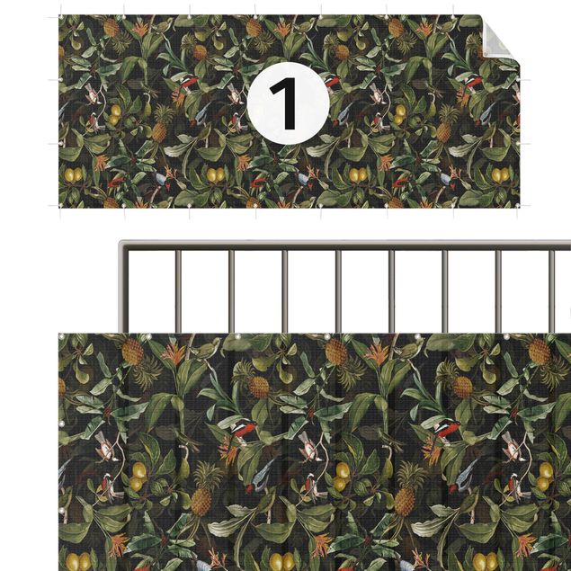 Privacy screen mat Birds With Pineapple Green