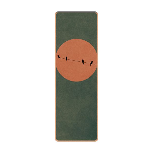 Yoga mat - Birds In Front Of Pink Sun I