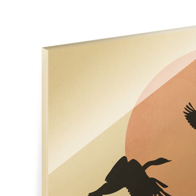 Glass print - Birds In Front Of Rose Sun III