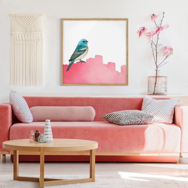 Framed poster - Bird On Pink Backdrop