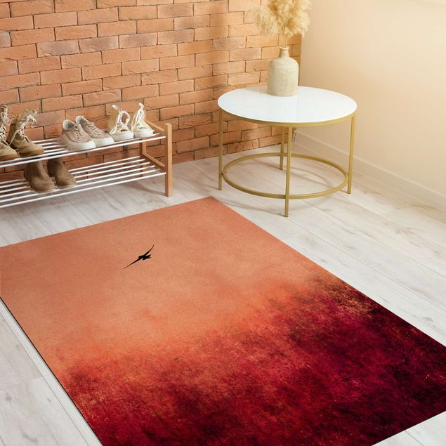 Red rugs Bird In Sunset