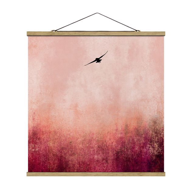 Fabric print with poster hangers - Bird In Sunset - Square 1:1