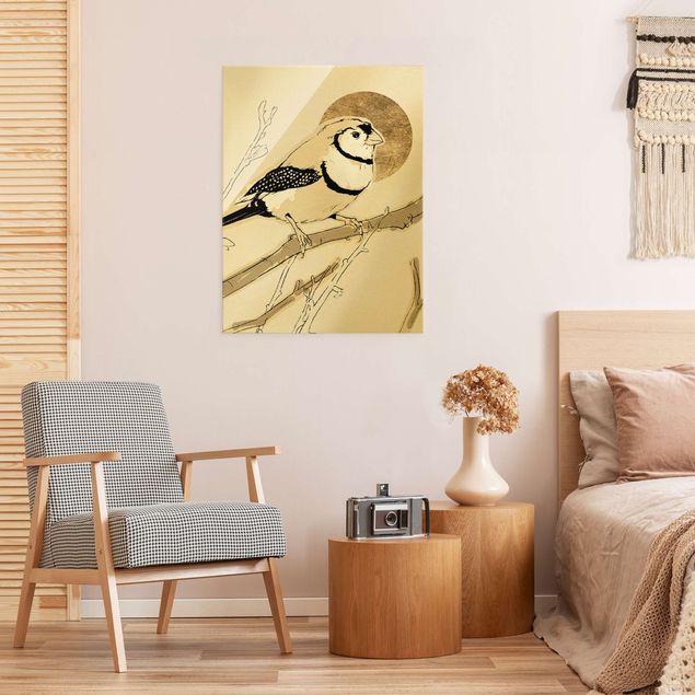 Glass print - Golden Sun Behind Bird III - Portrait format