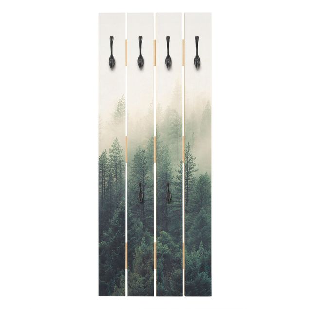Wooden coat rack - Foggy Forest Awakening
