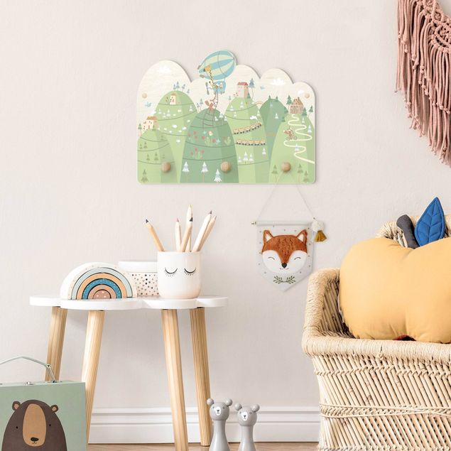 Coat rack for children - Forest With Houses And Animals