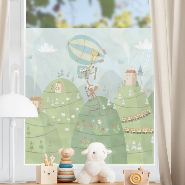 Window decoration - Forest With Houses And Animals