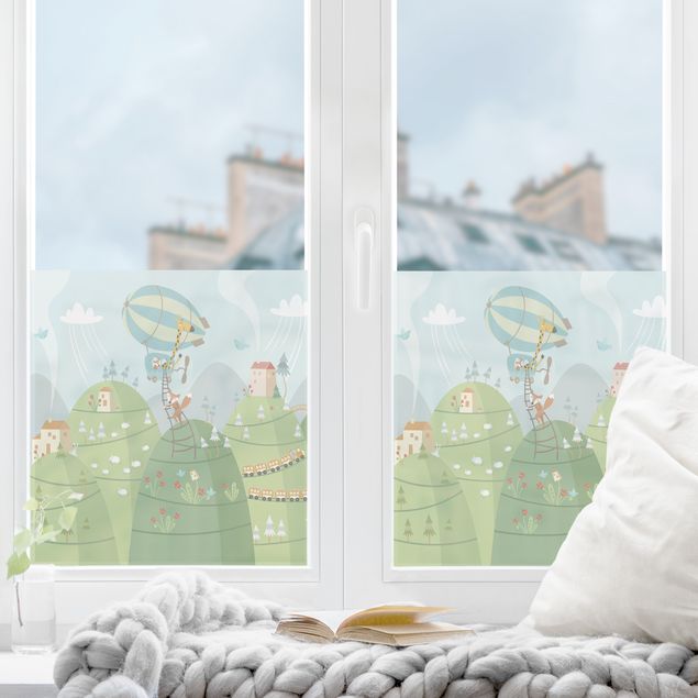 Window decoration - Forest With Houses And Animals