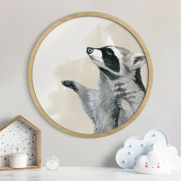 Framed prints round Forest Friends - Racoon