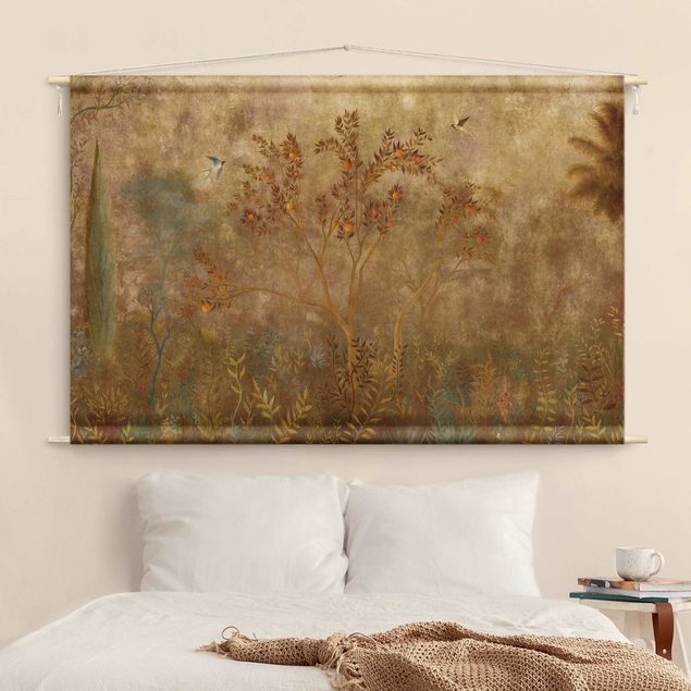 nature wall tapestry Forest Clearing Orange Tree At Day