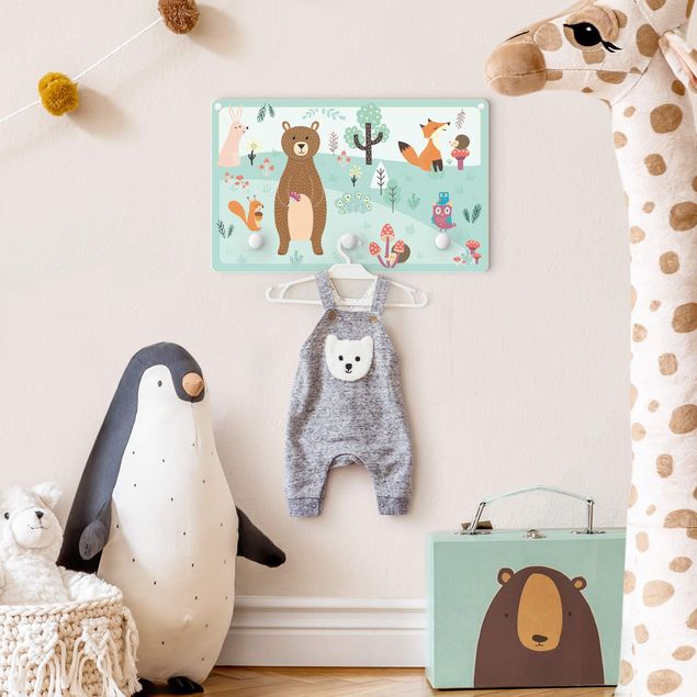 Coat rack for children - Forest Animals - Gathering In A Clearing