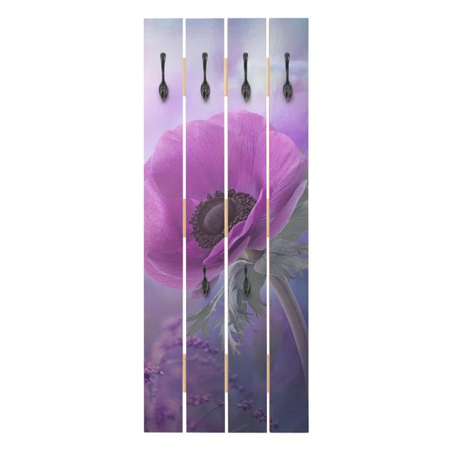 Wooden coat rack - Anemone In Violet